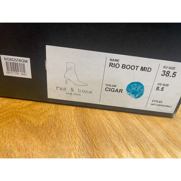 Rag & Bone New York Ankle Boots $595 8.5 Beige Leather Square Toe Bootie S23 - Picture 6 of 9